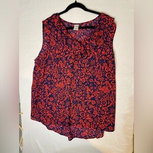Terra & Sky Red and Blue Floral Blouse